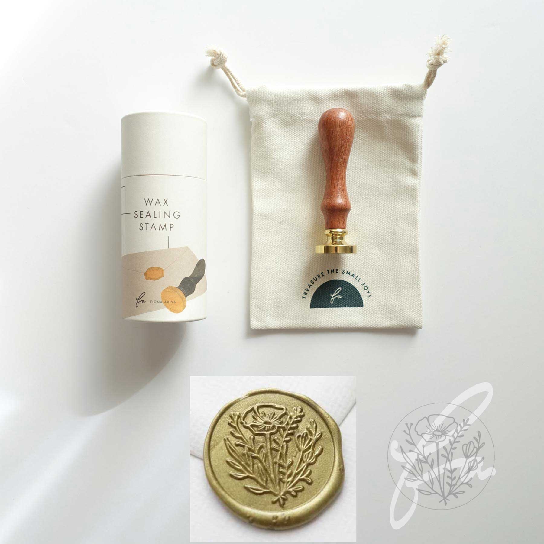 wildflower poppy floral bouquet wedding wax seal stamp australia fiona ariva