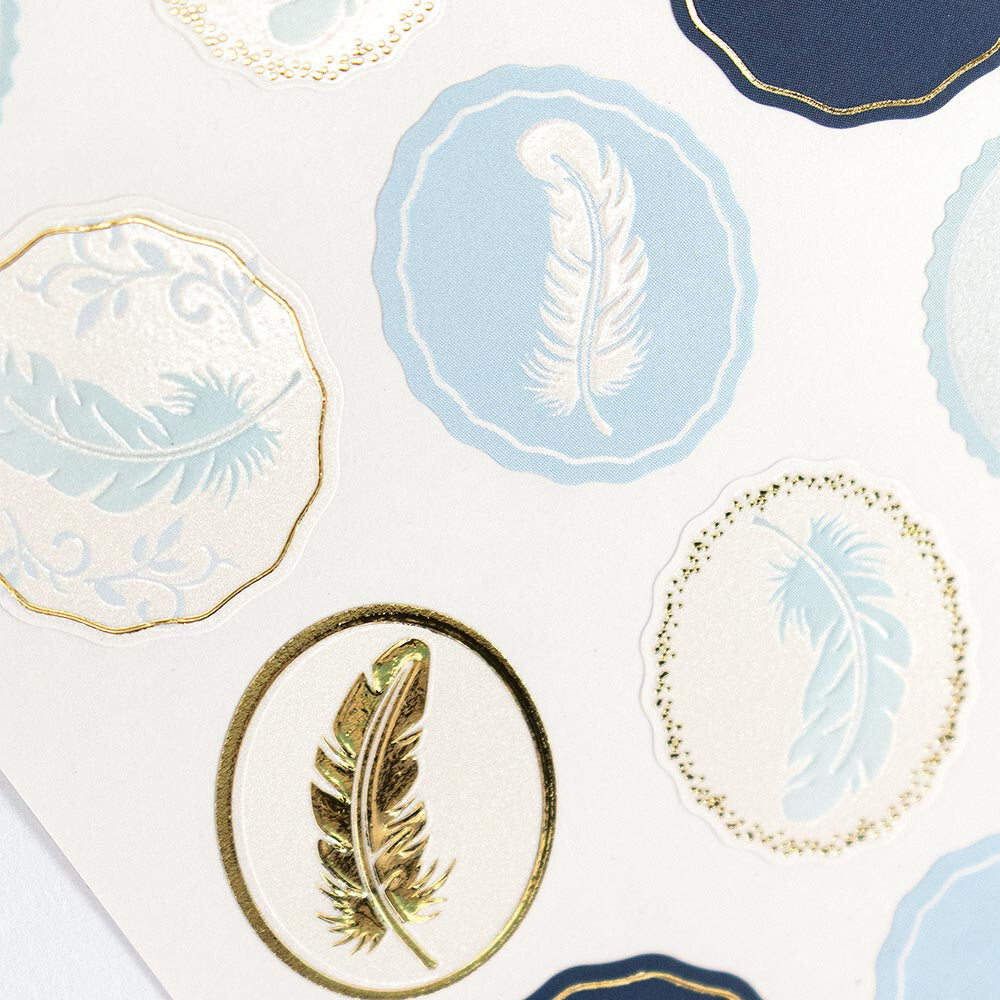 Feathers | Embossed Pearlescent Decorative Stickers Sheet