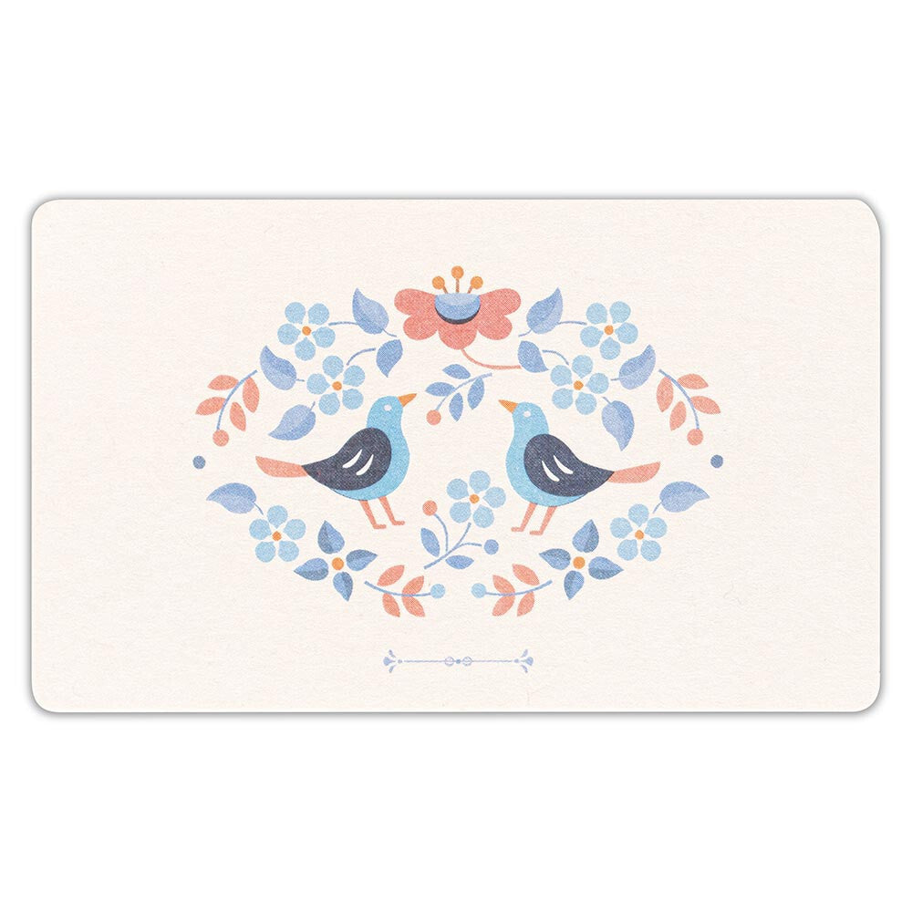 Birds & Blue Flowers Cut-Out Mini Message Card Set