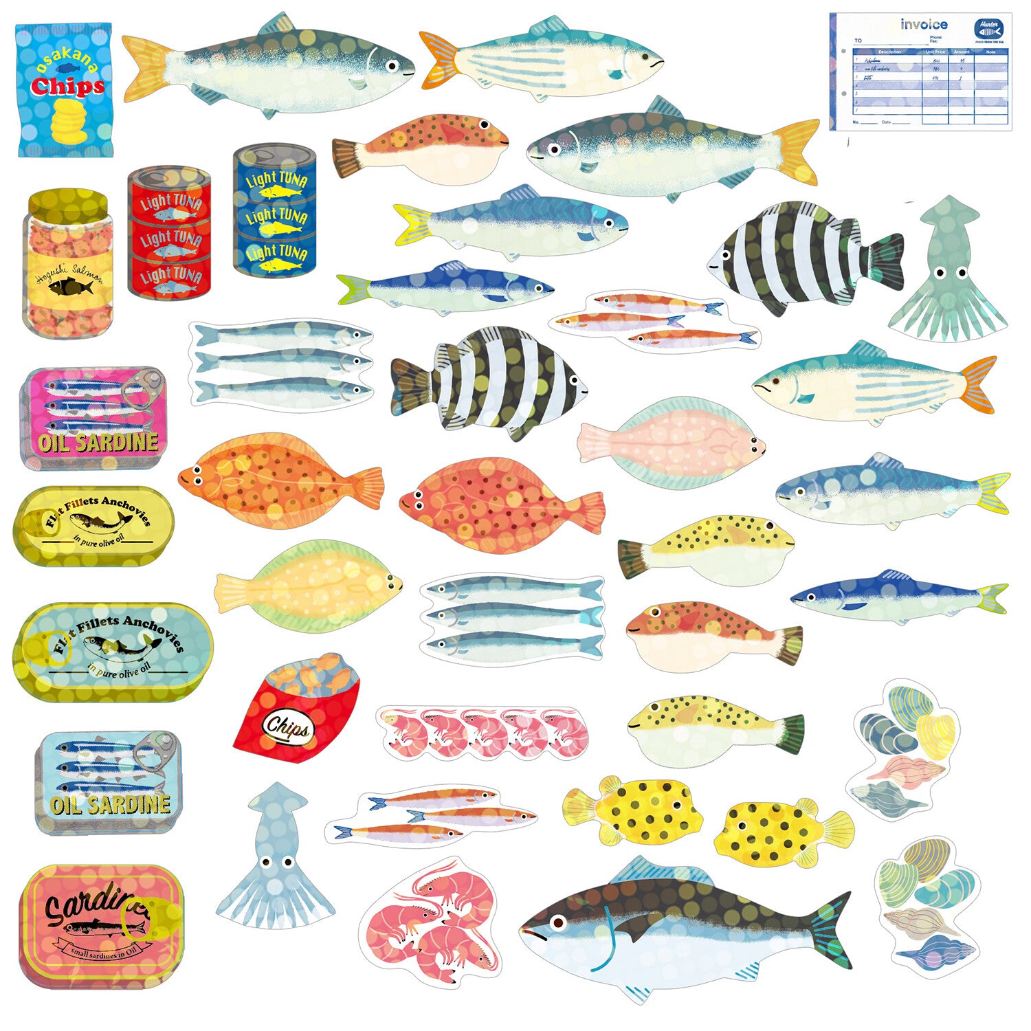 Fish | Small Box of Flake Stickers | Haco Seal