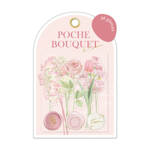 Pink 'Poche Bouquet Bloom' 36pcs stickers