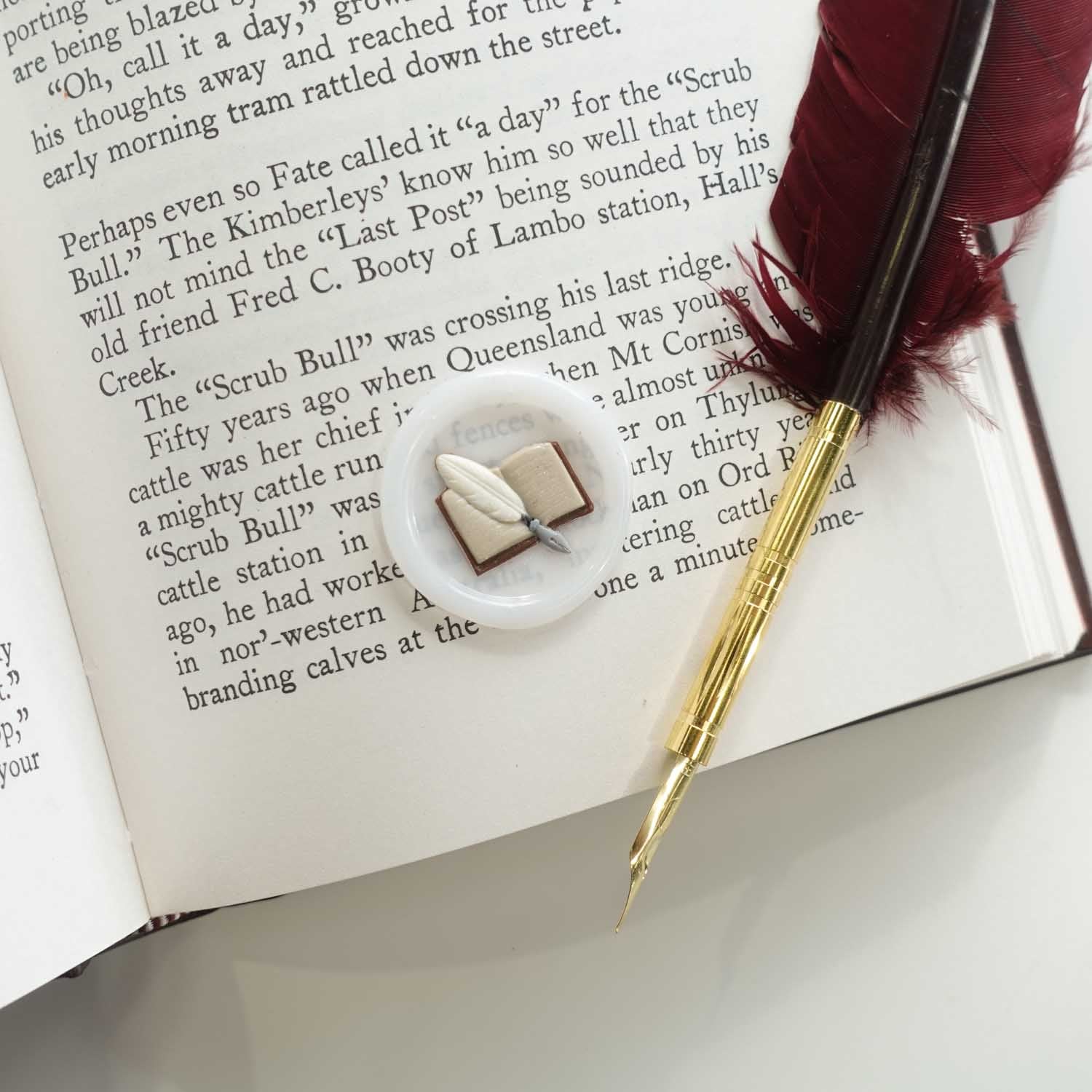 3D Book & Quill wax seal stamp