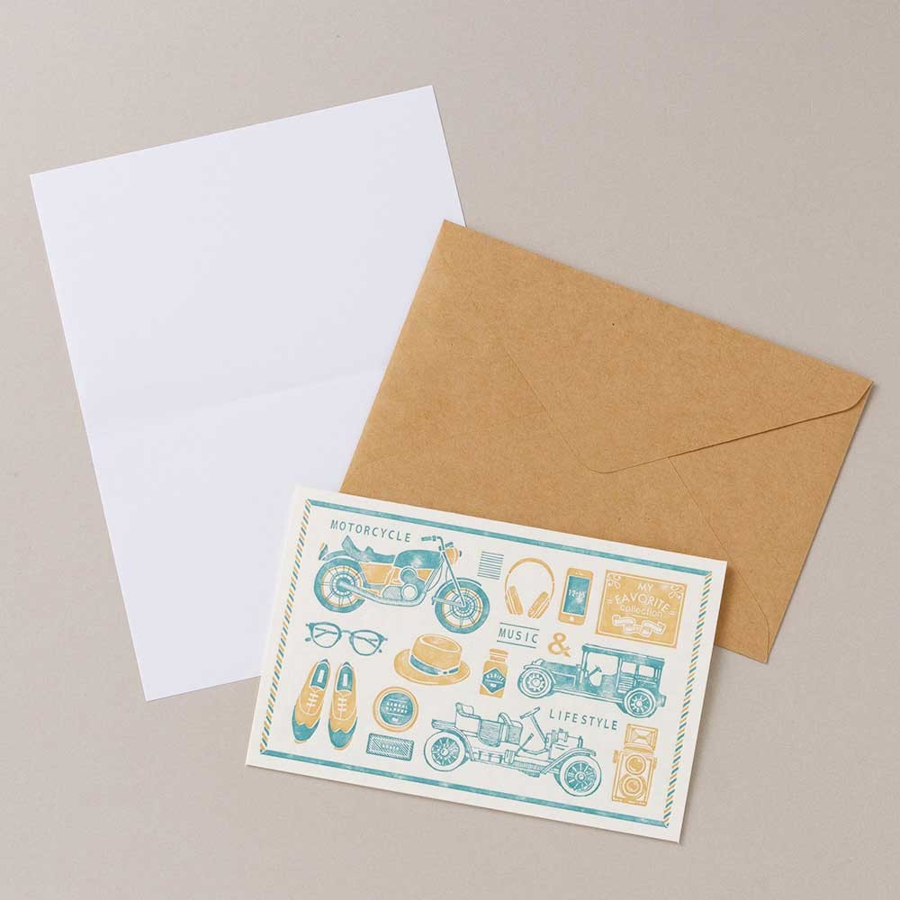 Motorcycle Music Gentleman Letterpress Greeting Card