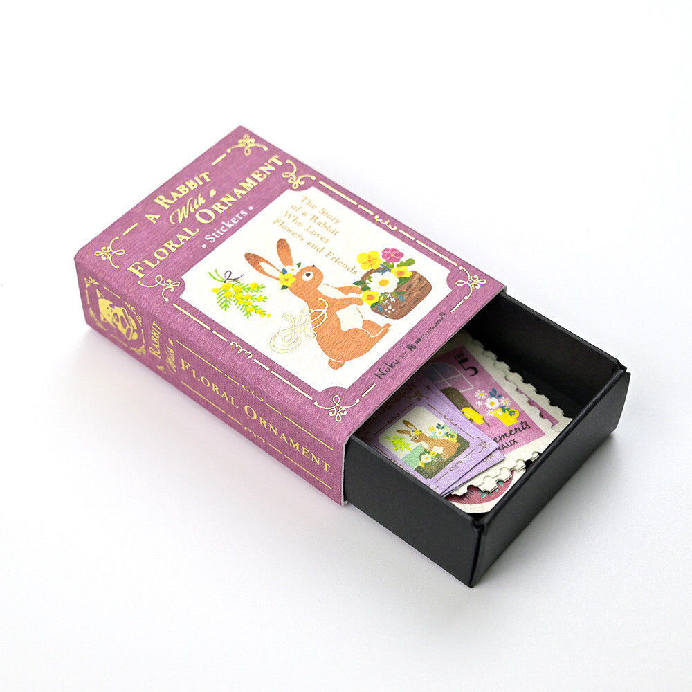 A Rabbit With A Floral Ornament 'Ressa' Matchbox Flake Stickers