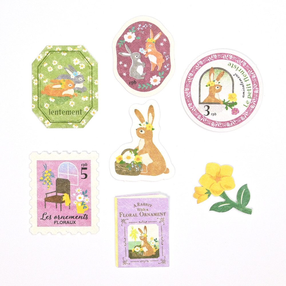 A Rabbit With A Floral Ornament 'Ressa' Matchbox Flake Stickers