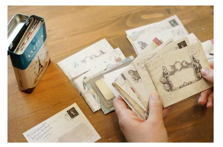 Antique Pre-decorated Mini Assorted Vintage Style Paper Envelopes 12-pack