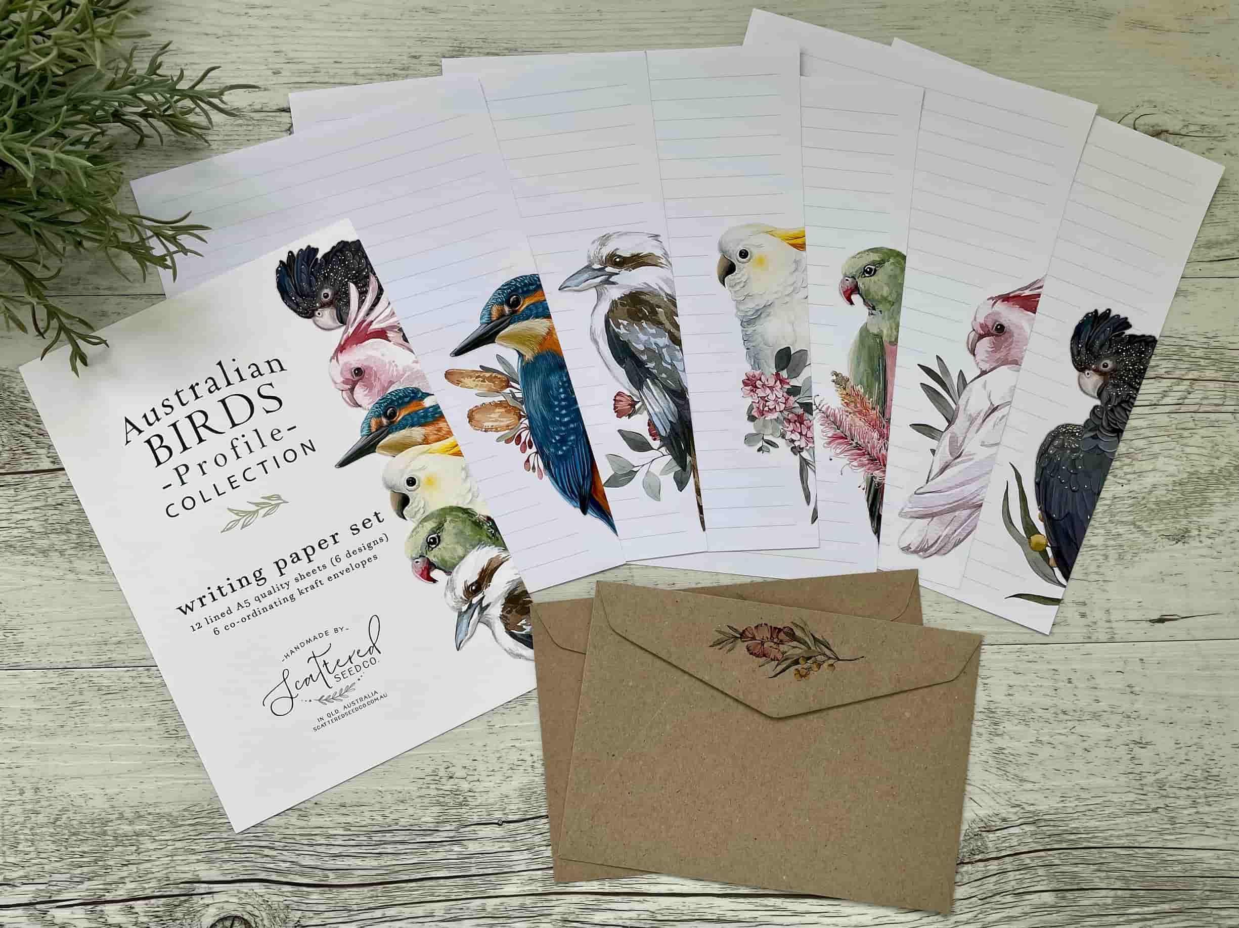 Australian Birds Profiles Letter Writing Set