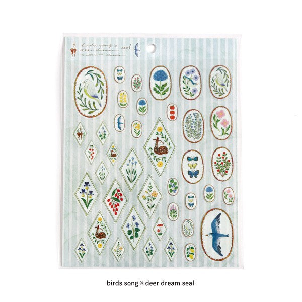 Birds song × deer dream 'Midori Asano' Cozyca Stickers Sheet