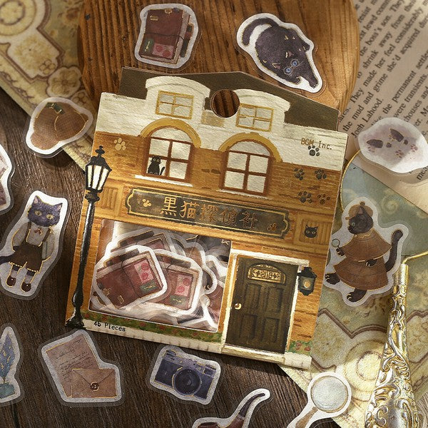 Black Cat Detective Agency | 'Shopping Arcade' Series | Planner Flake Stickers | BGM