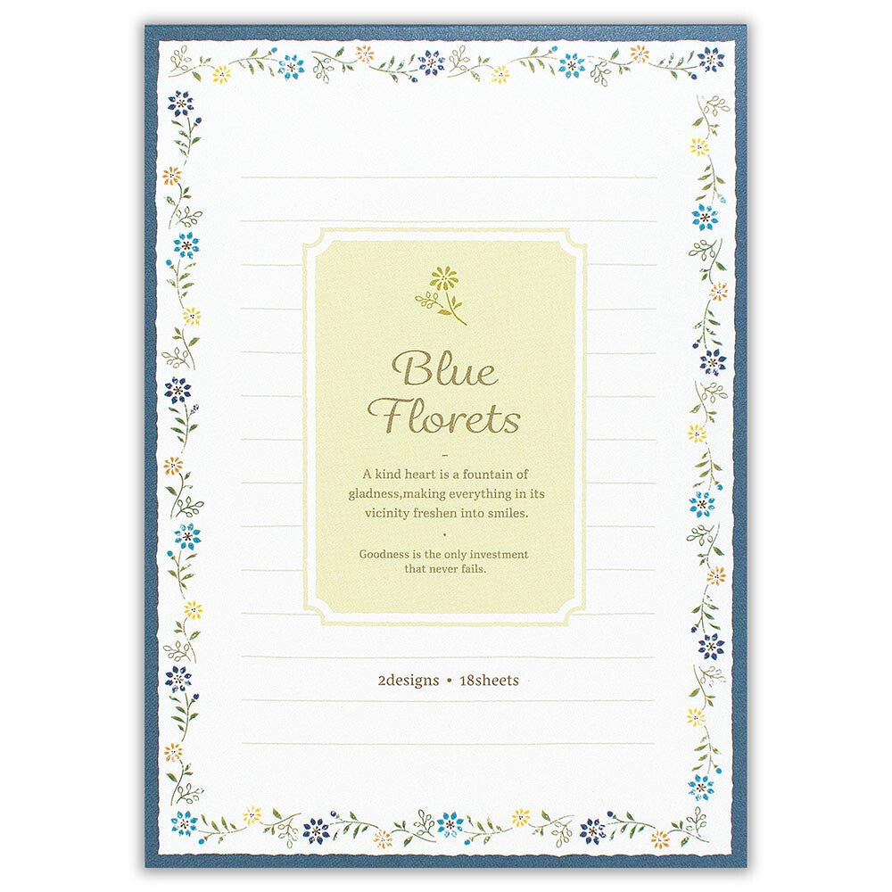 Blue Florets Floral Letter Writing Pad