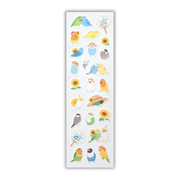 Budgies Parakeets Summer Sunflowers Stickers Sheet