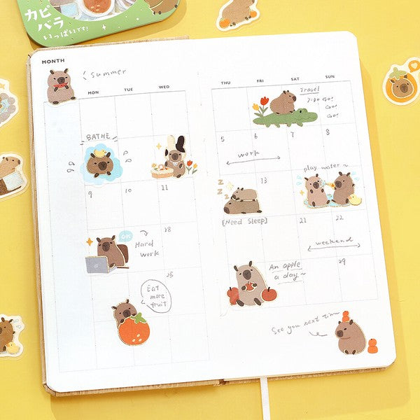Capybaras All Over The Place  Ippai  Planner Flake Stickers  BGM