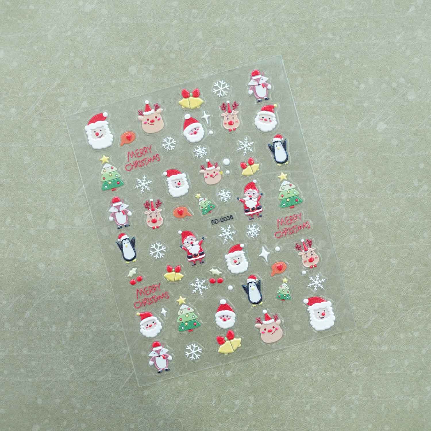 Cartoon Christmas Santa Reindeer Penguin Clear-backed Decorative Stickers Sheet