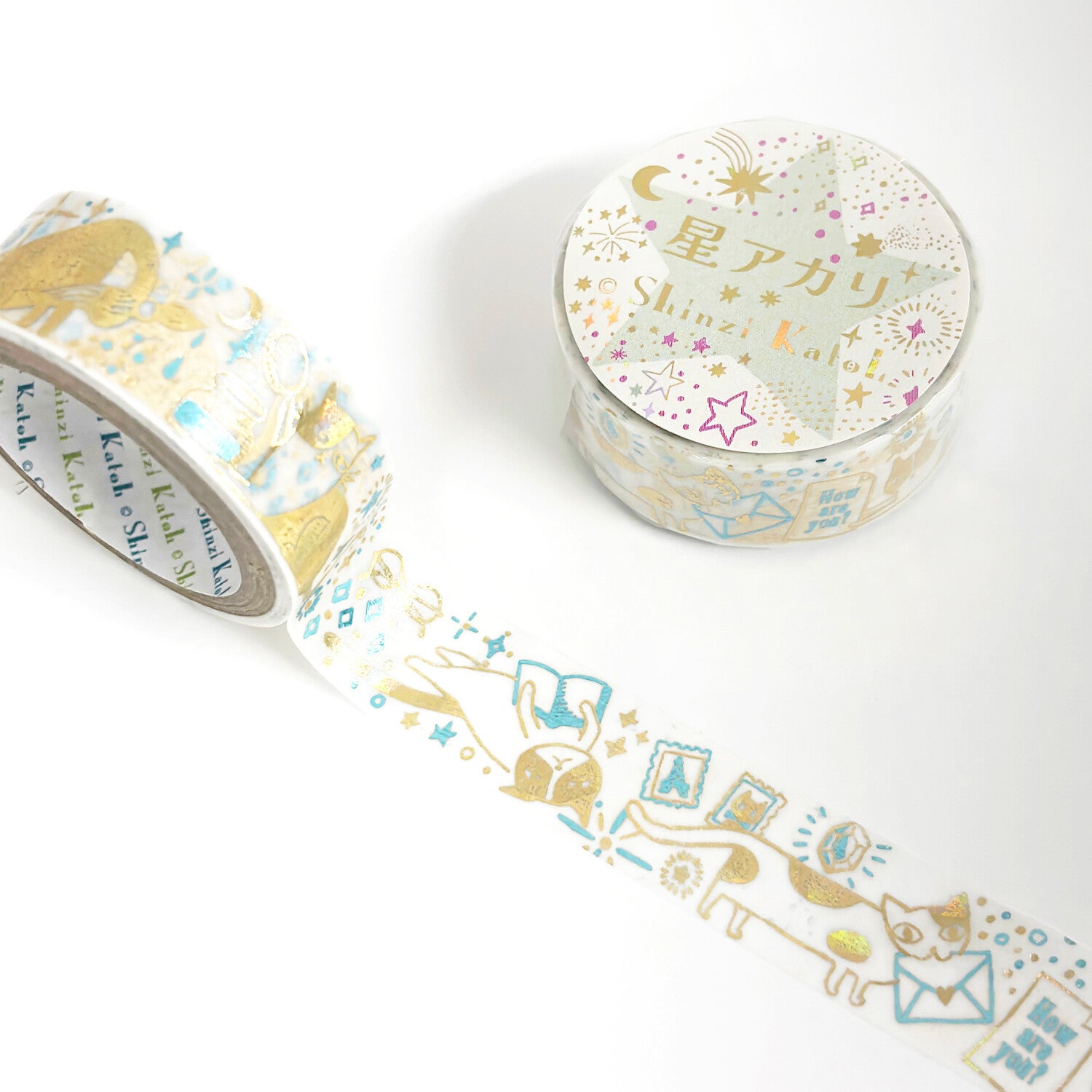 Cat Reading Letters | Kirapika Hoshiakari | Washi Tape
