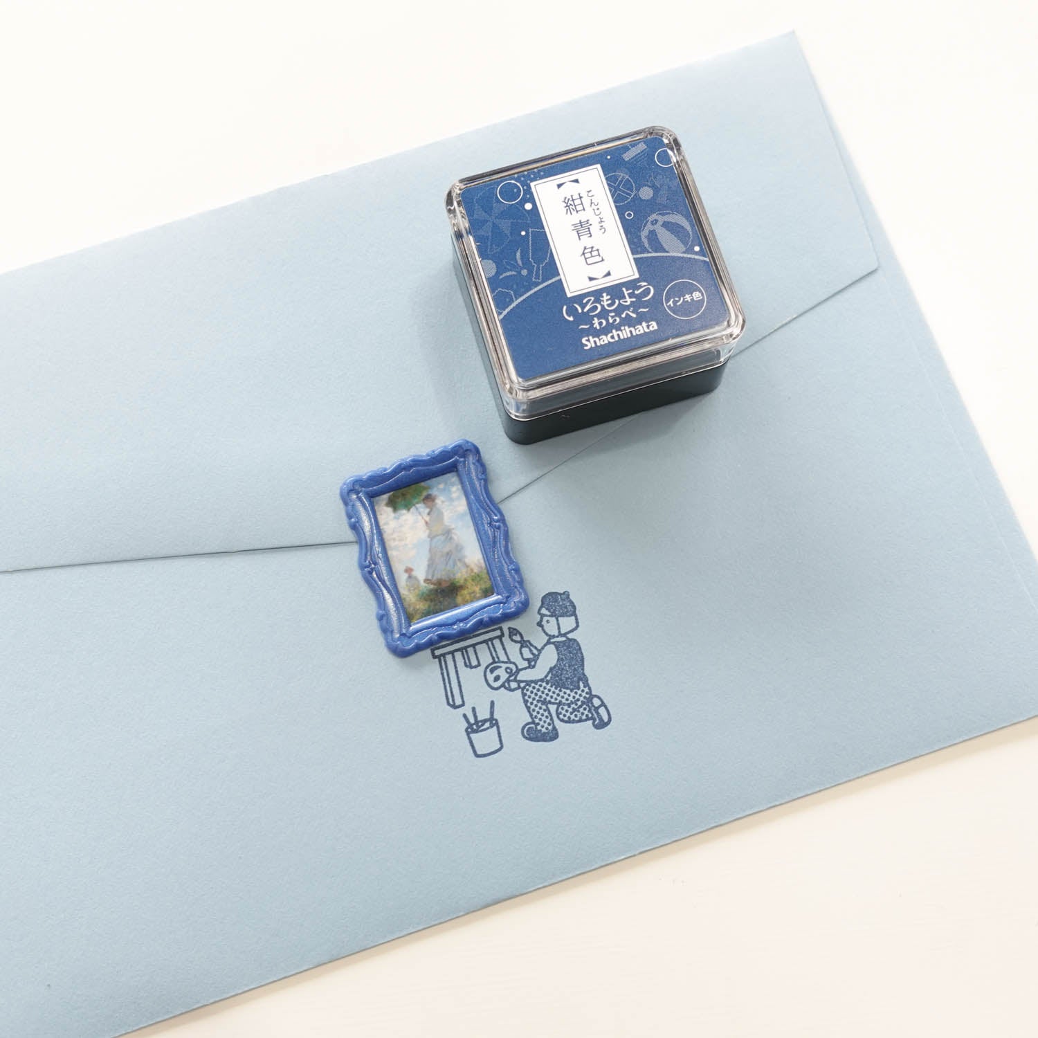 Shachihata 'Iromoyo Warabe' Series Mini Stamp Ink Pad - Dark Blue