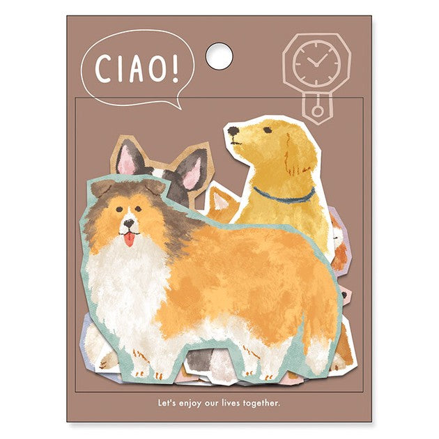 Dogs Assorted Breeds 'Ciao' Flake Stickers | Mind Wave