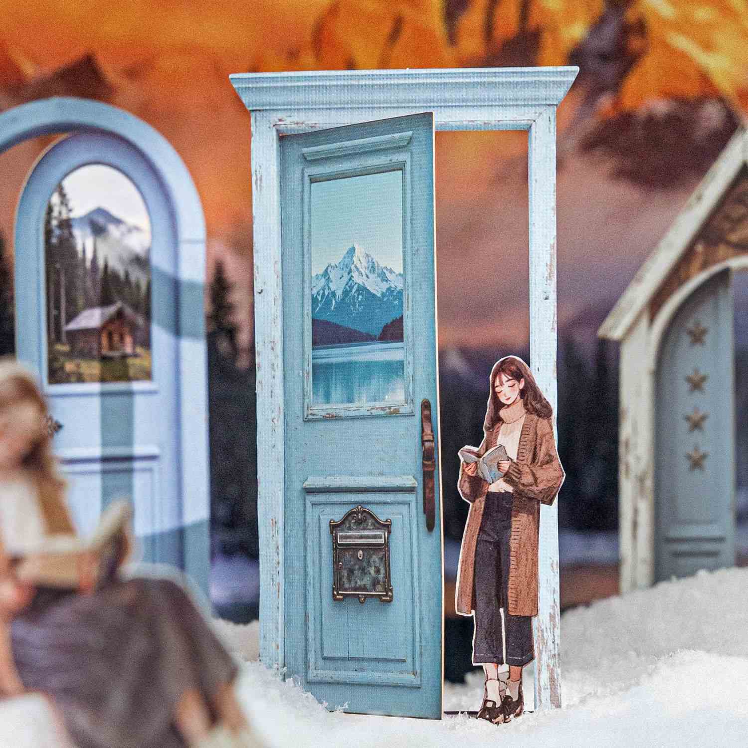 Skyward Door Collage Cut-Out Opening Card Stickers