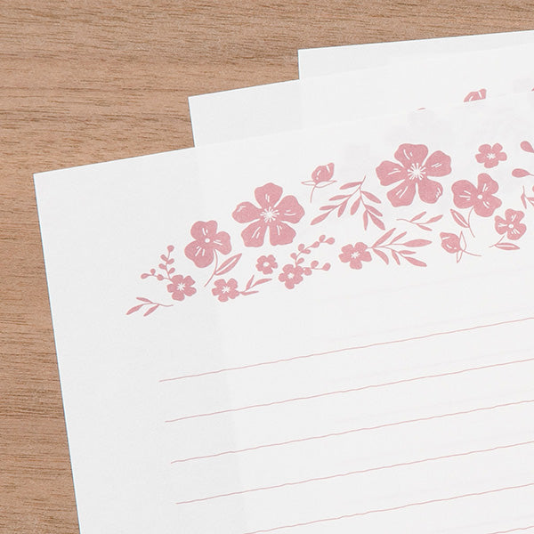 Dusty Rose Pink Flower Pattern Foil Stamped Letter Writing Set