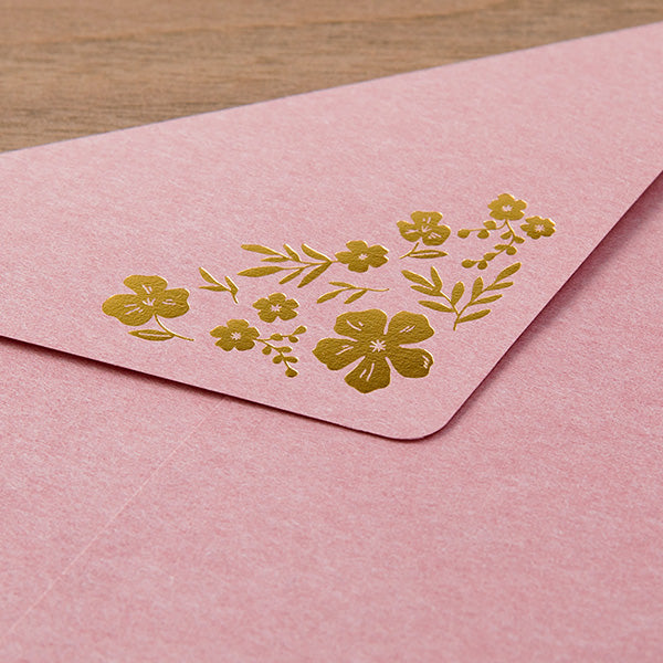 Dusty Rose Pink Flower Pattern Foil Stamped Letter Writing Set