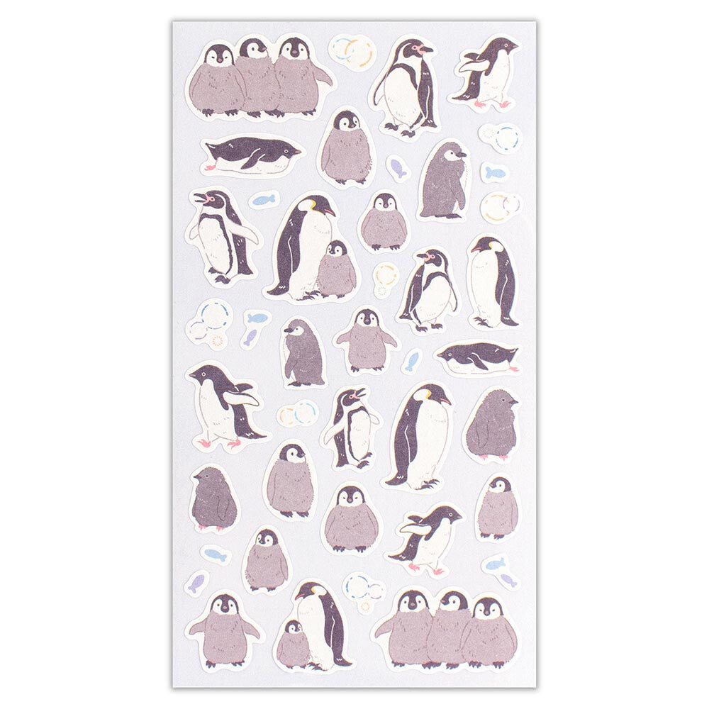 Emperor Adelie Humboldt Penguin & Chick Saezuri Decorative Sticker Sheet