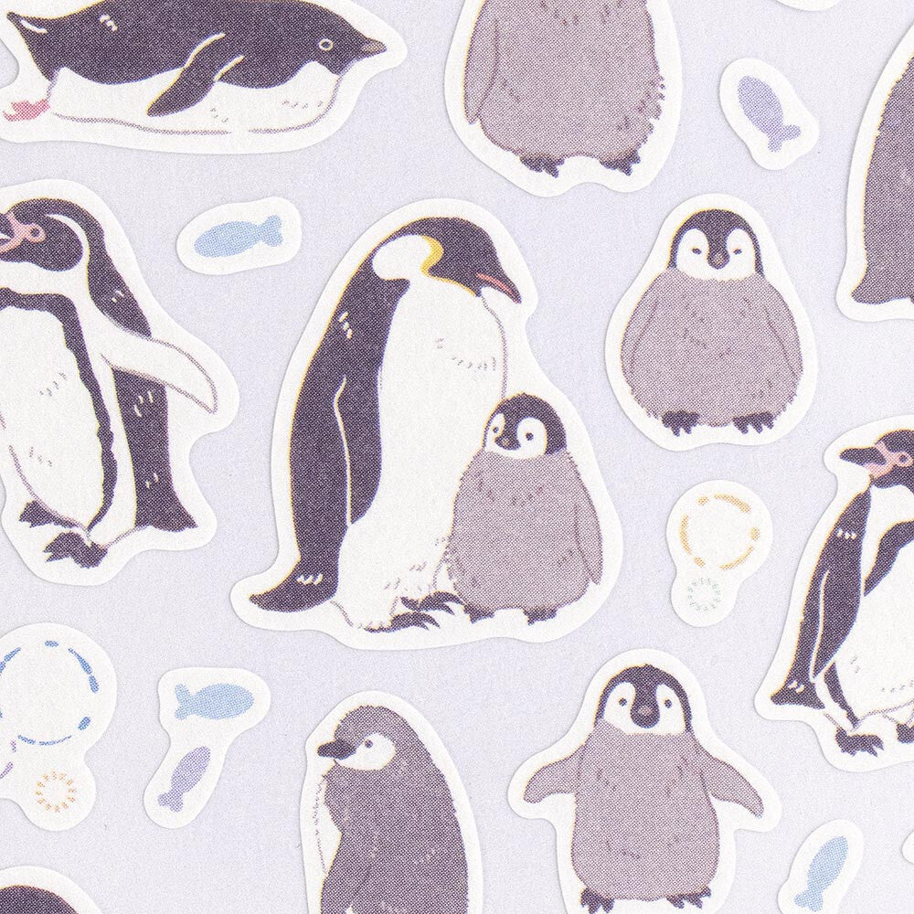 Emperor Adelie Humboldt Penguin & Chick Saezuri Decorative Sticker Sheet