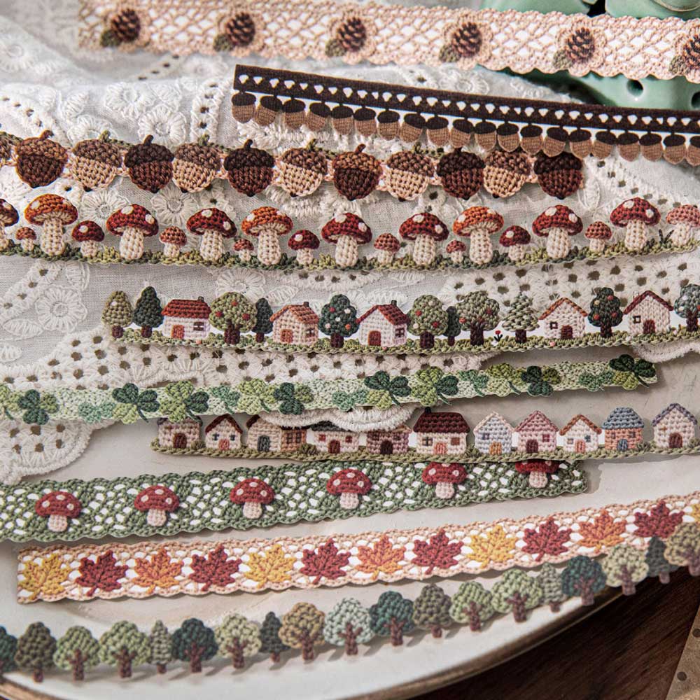 Fabric Forest 'Retro Handcrafted' Crochet Trim Card Paper Strip Stickers