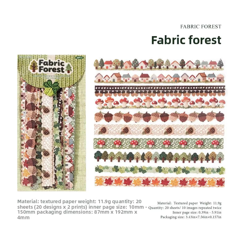 Fabric Forest 'Retro Handcrafted' Crochet Trim Card Paper Strip Stickers
