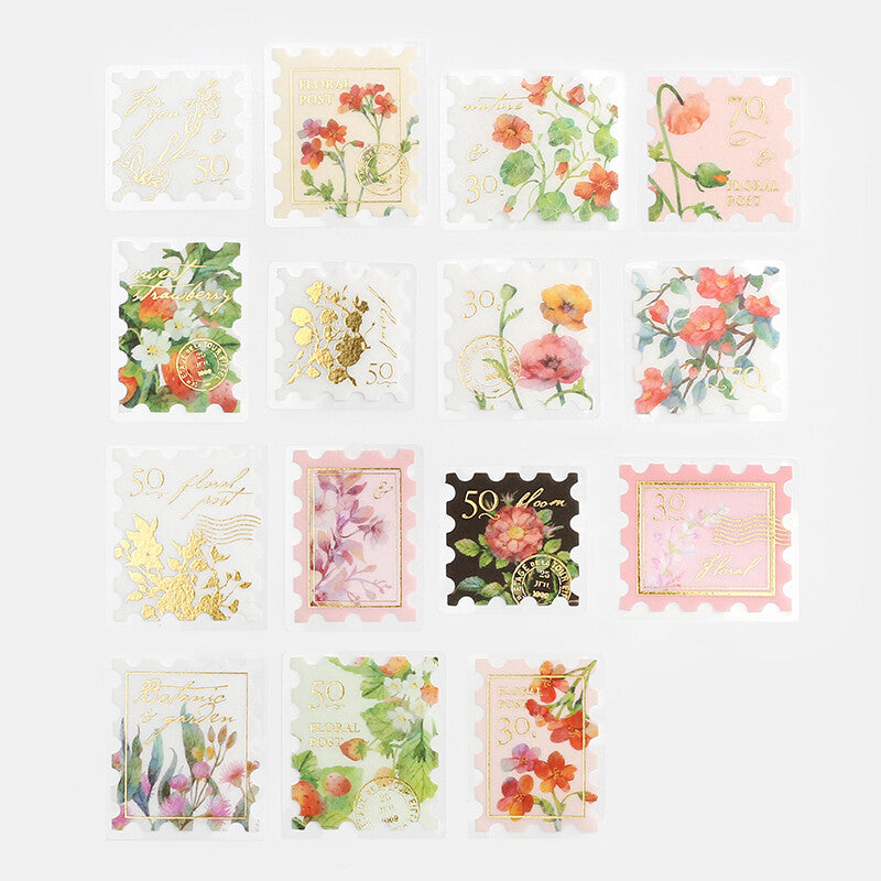 Red Book of Faux Postage Stamps | Botanical Flake Stickers | BGM