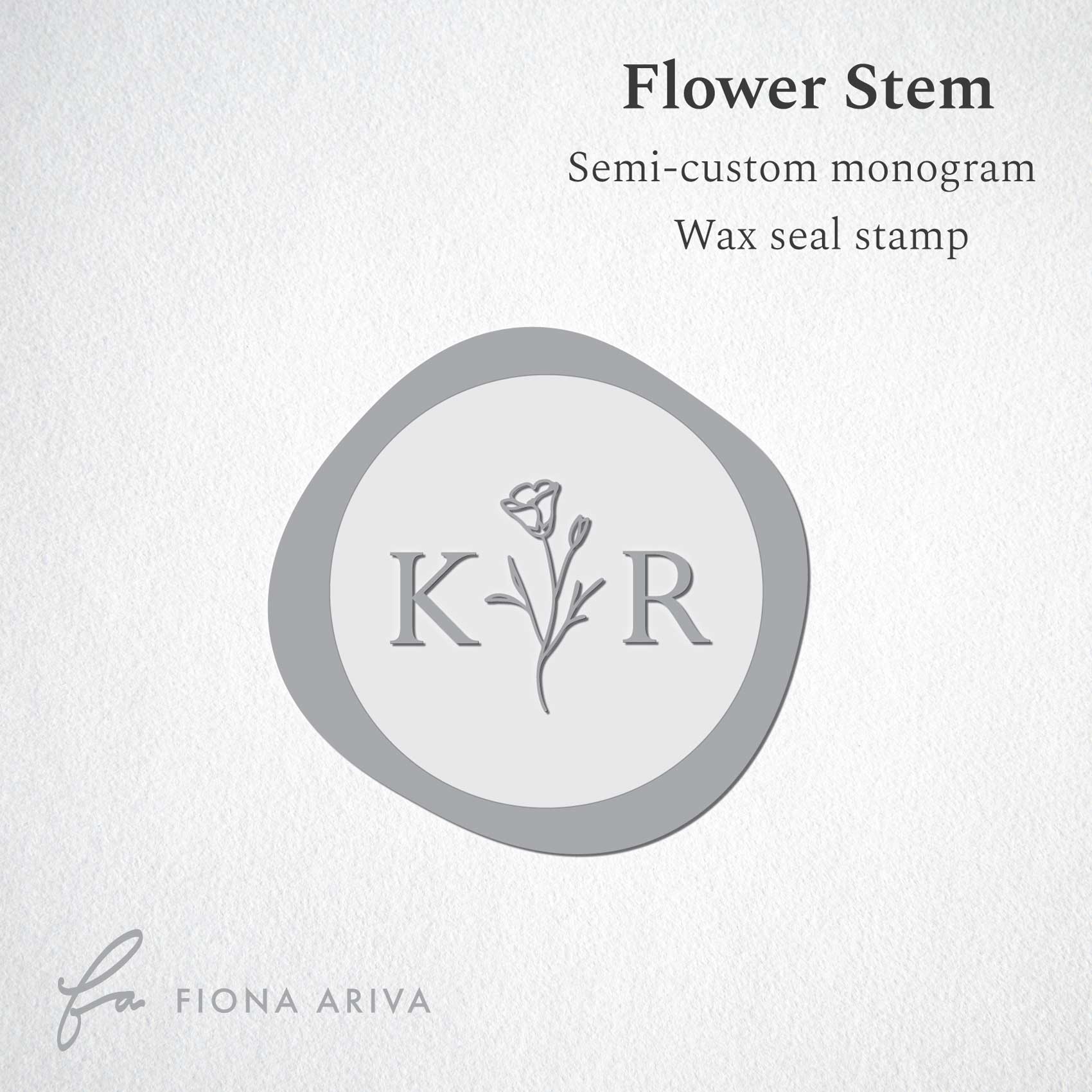 Flower Stem semi custom initials personalised wedding wax seal stamp or kit australia