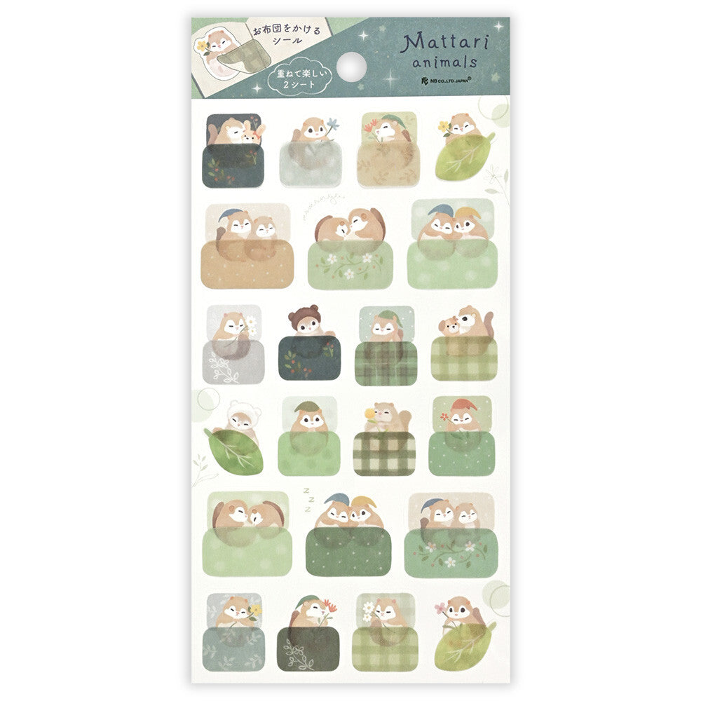 Flying Squirrel 'Mattari Animals' Mellow Night Stickers Sheet