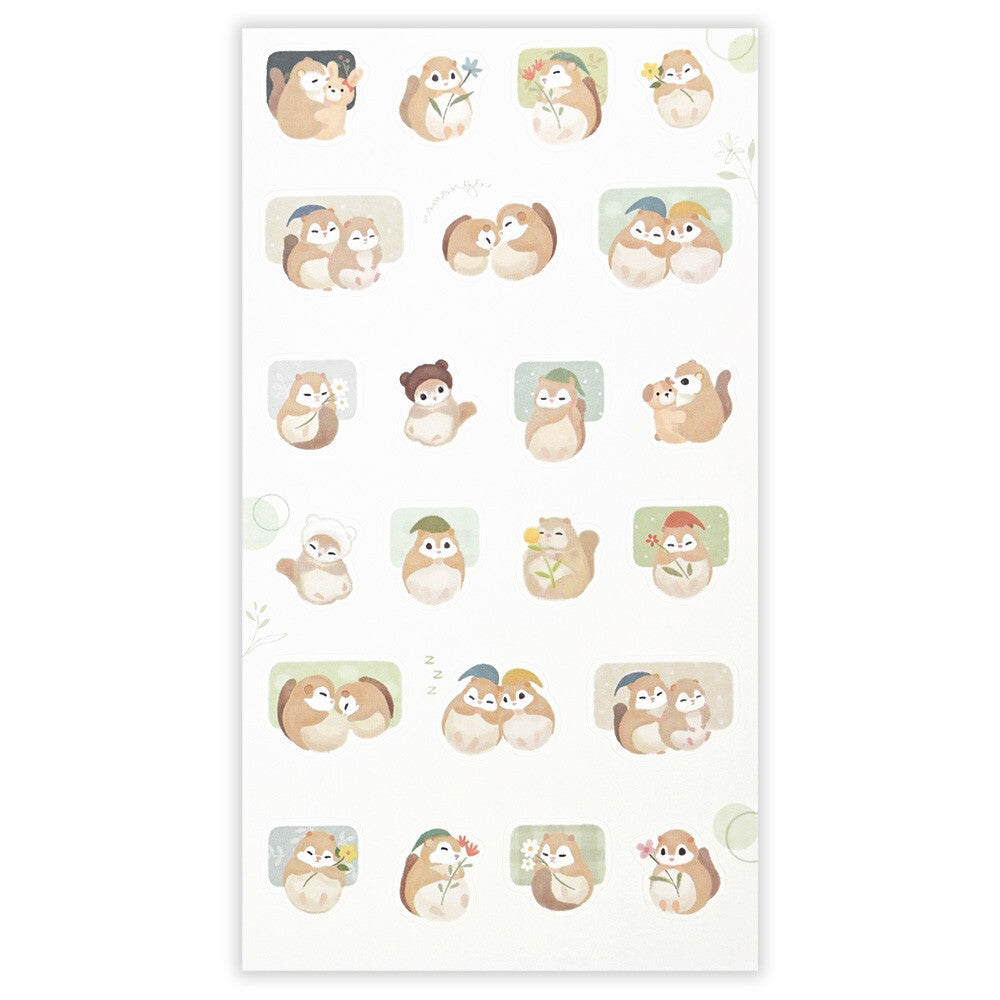 Flying Squirrel 'Mattari Animals' Mellow Night Stickers Sheet