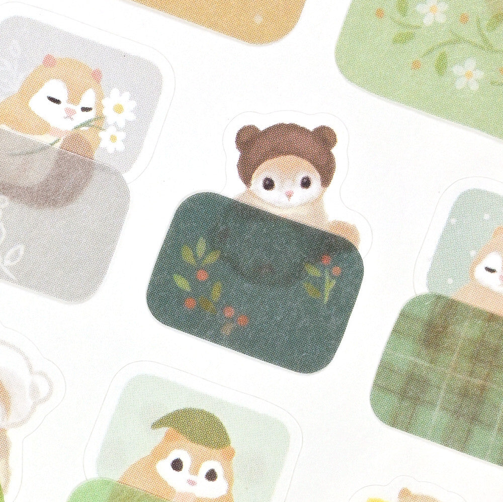 Flying Squirrel 'Mattari Animals' Mellow Night Stickers Sheet