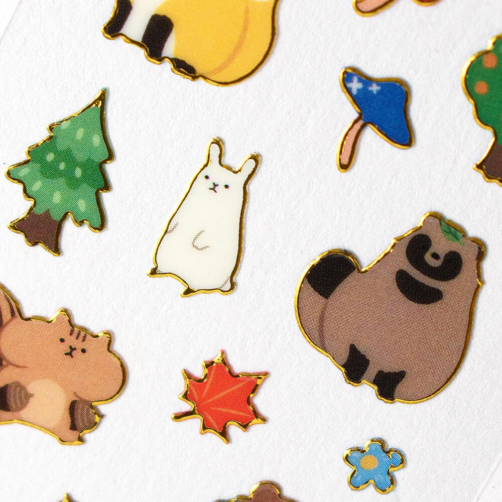 Forest Animals Gold Edge Sticker Sheet