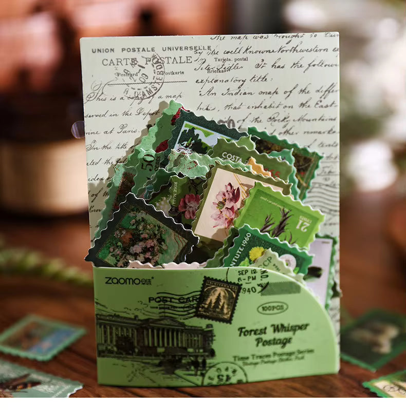 Forest Whisper 'Time Traces' Postage Stamp Style Flake Stickers