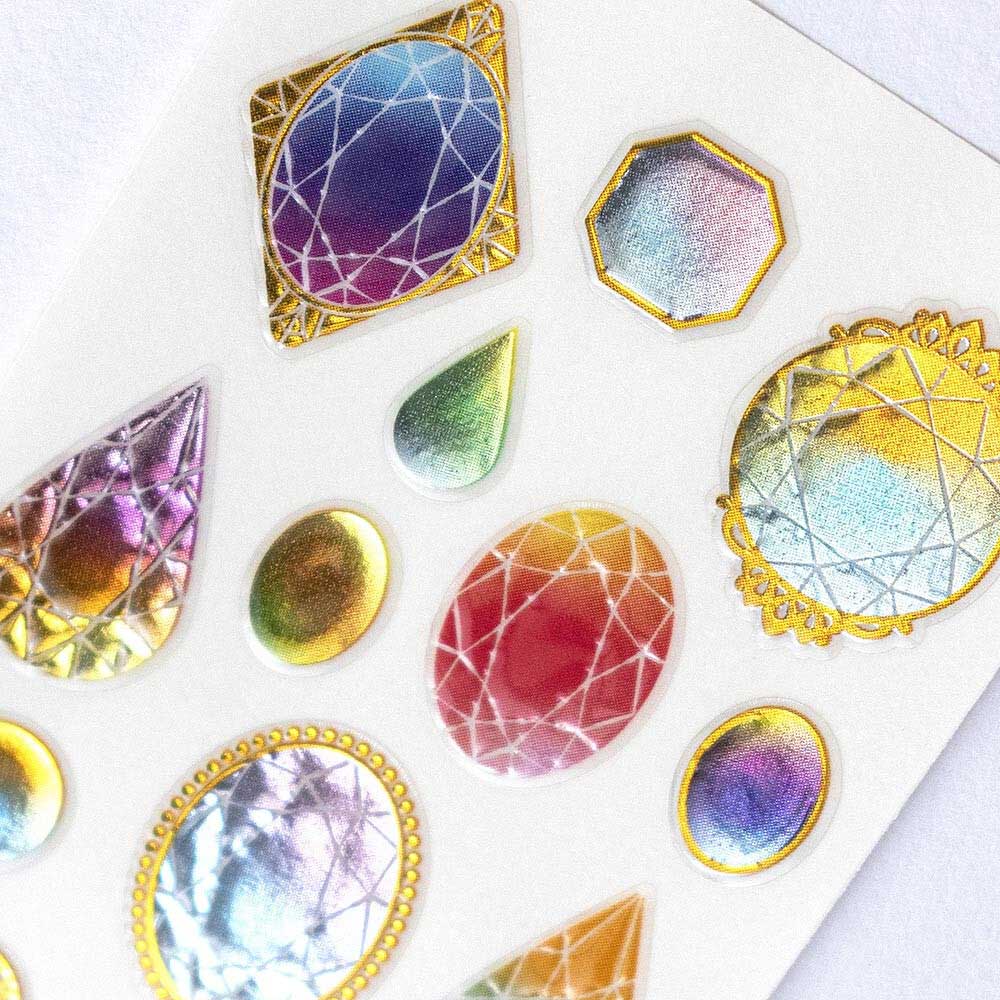 Gemstones 3D Raised Embossed Stickers Sheet