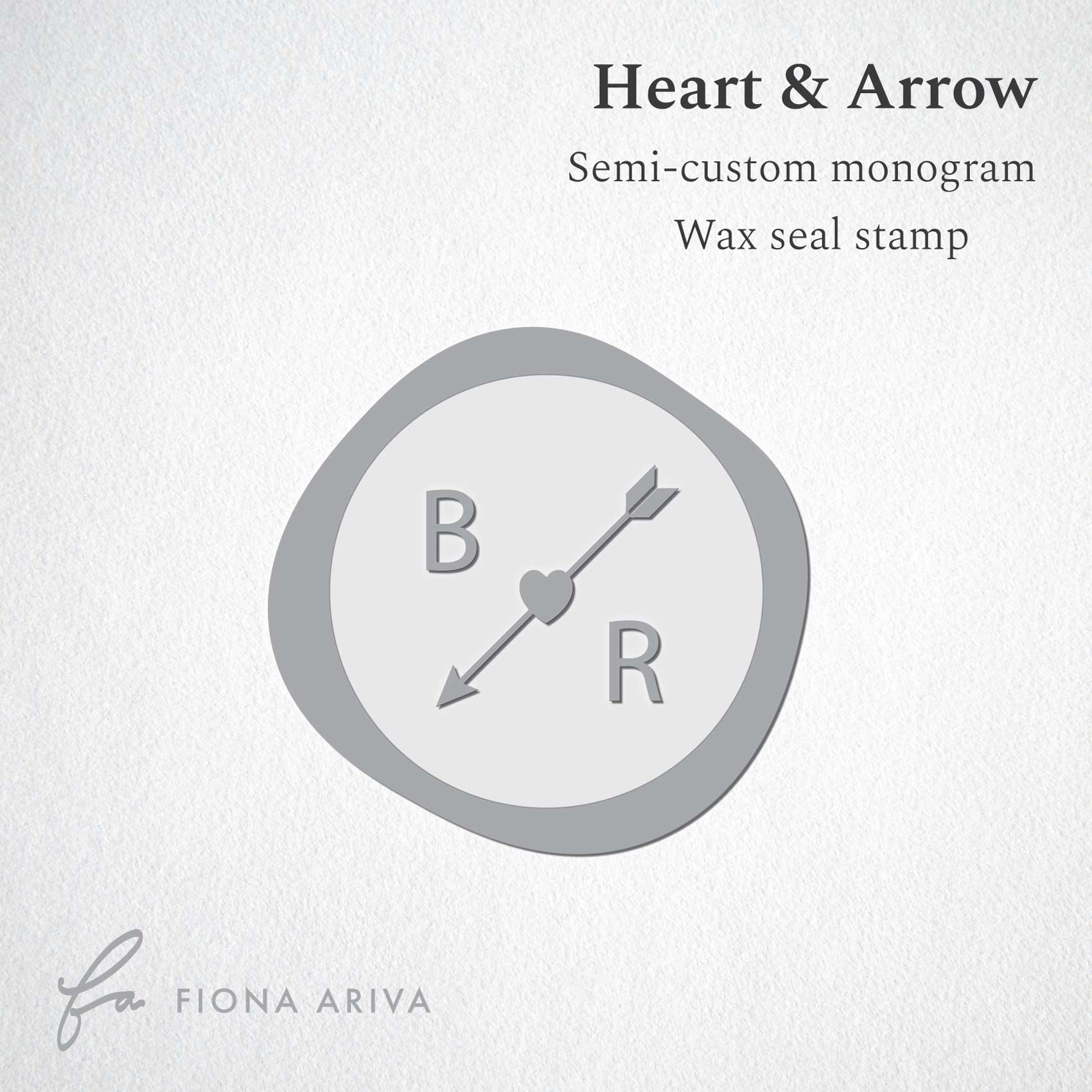 Heart & Arrow wedding monogram semi custom initials wax seal stamp or kit