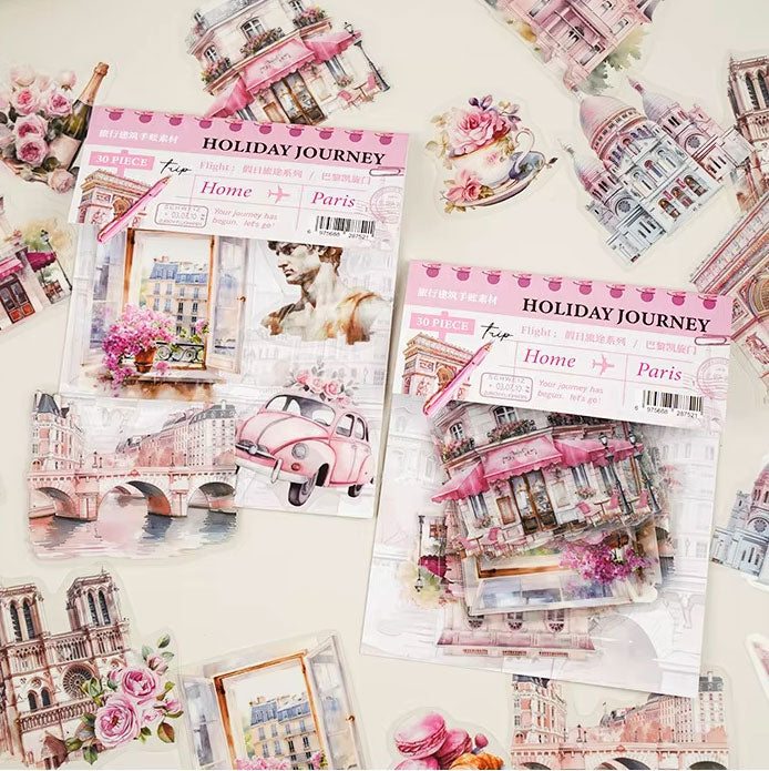 Paris France Theme 'Holiday Journey' Flake Stickers