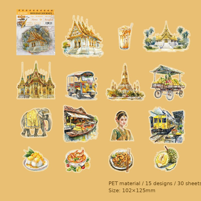Bangkok Thailand 'Holiday Journey' Flake Stickers