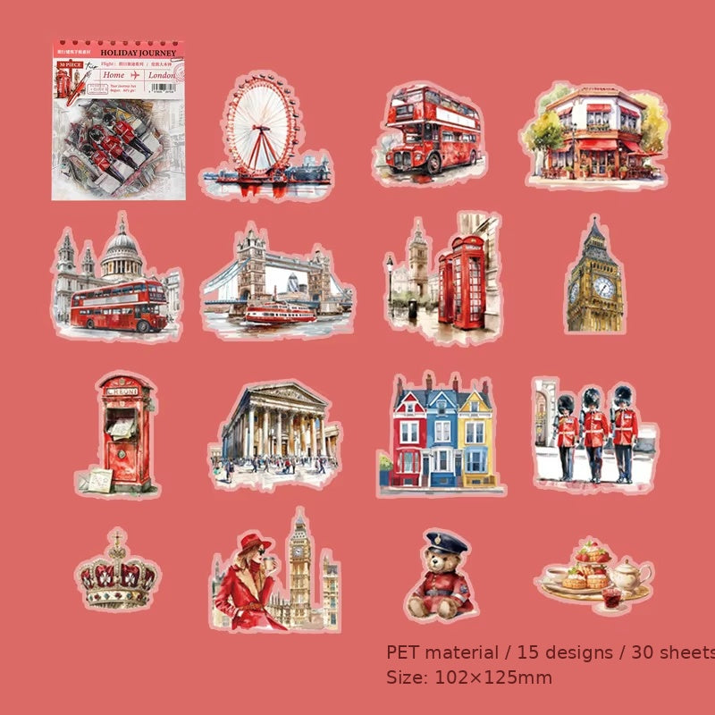 London United Kingdom Theme 'Holiday Journey' Flake Stickers