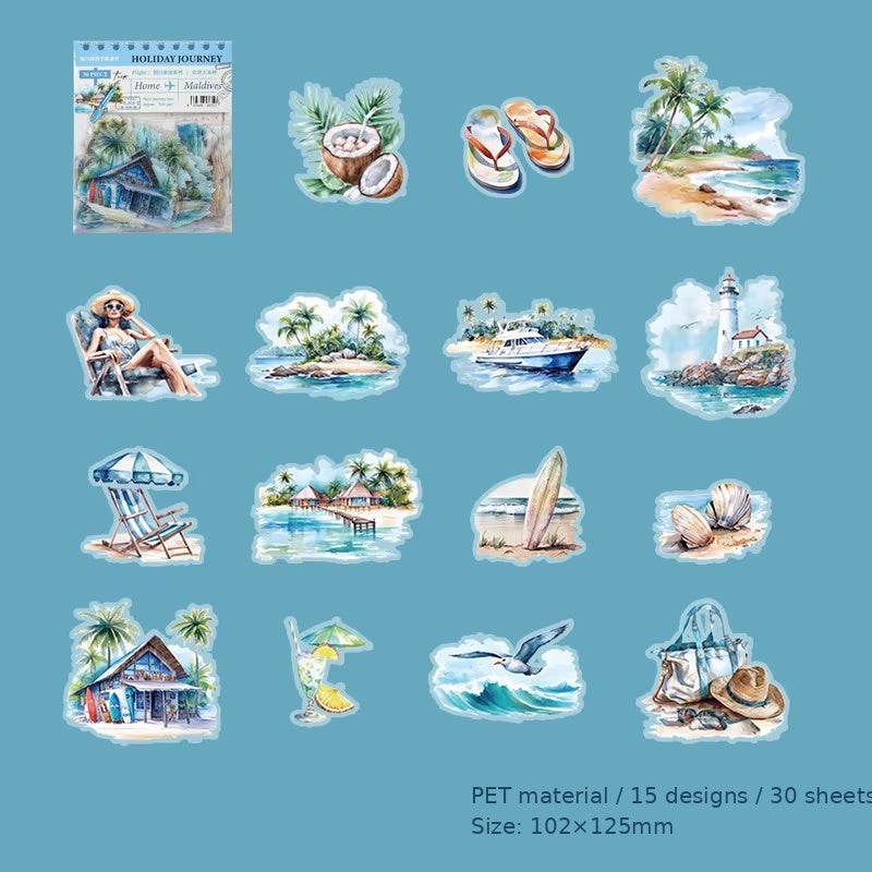 Maldives Beach Theme 'Holiday Journey' Flake Stickers