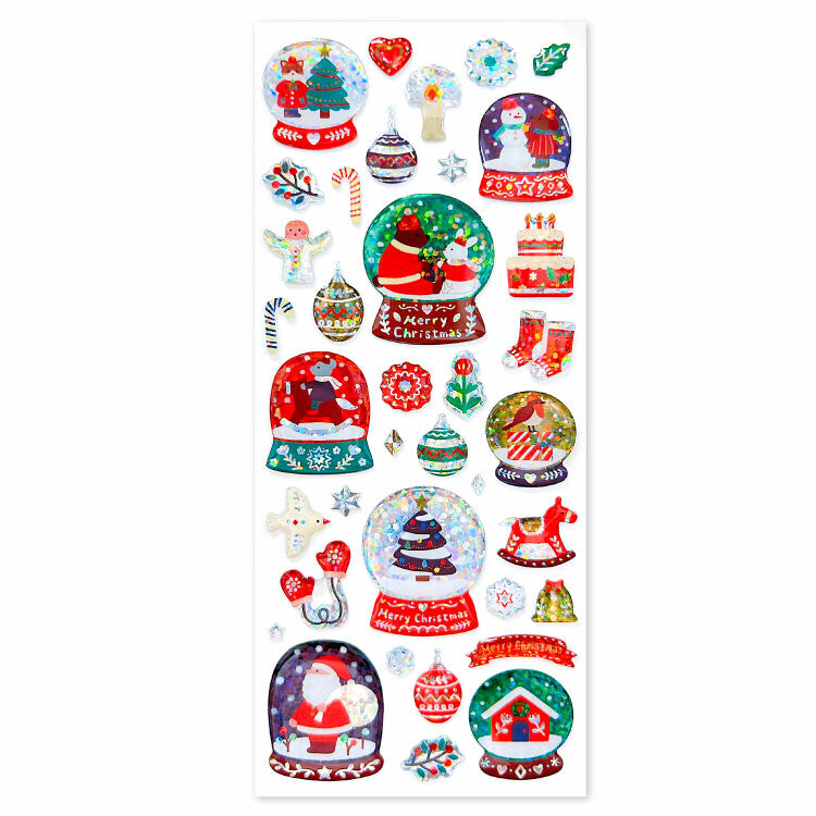 Holographic Snow Globes | Christmas Stickers Sheet