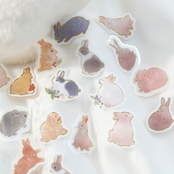 Rabbit All Over The Place | Ippai | Planner Flake Stickers | BGM
