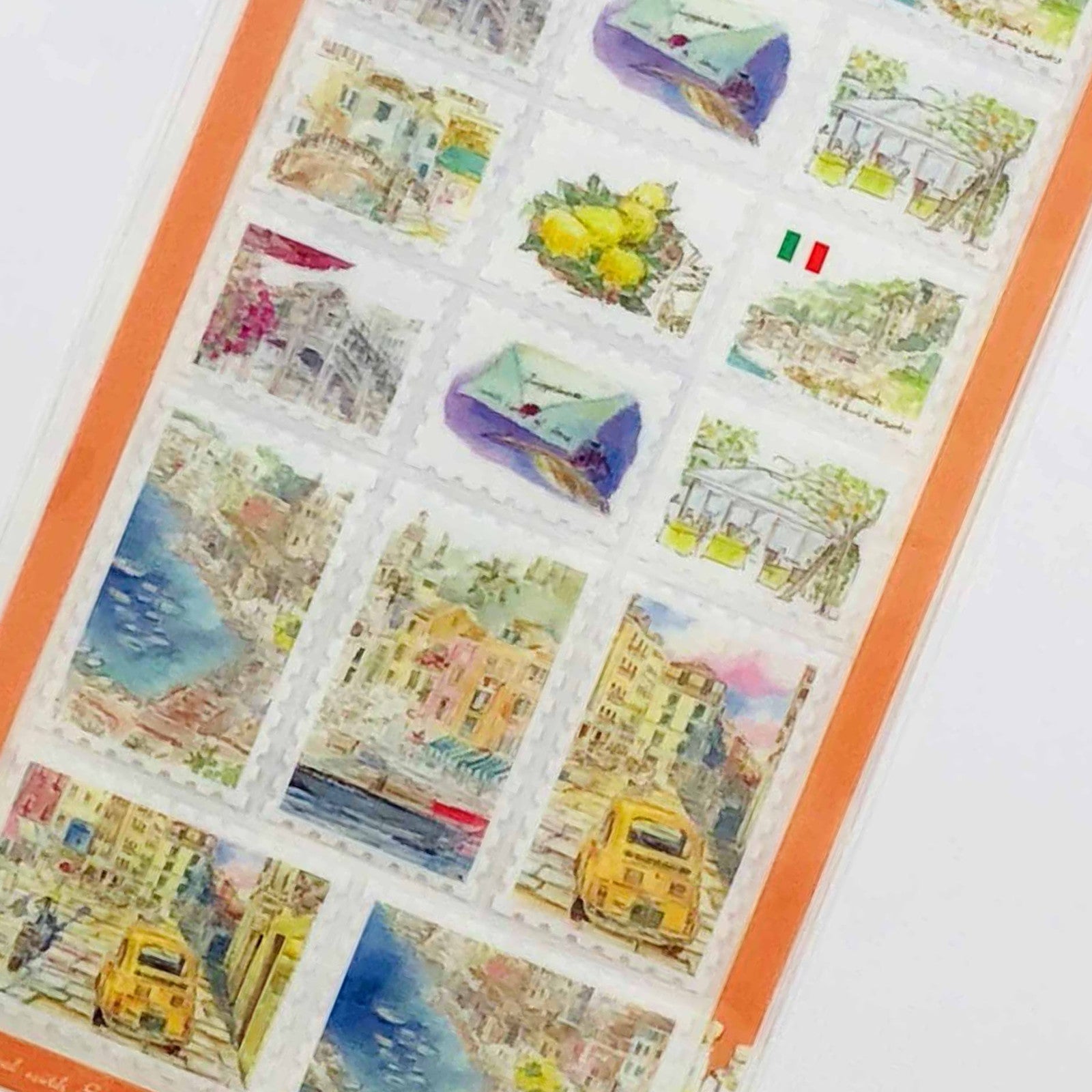 Italy Landscape Sketch Book Postage Stamp Sticker Sheet