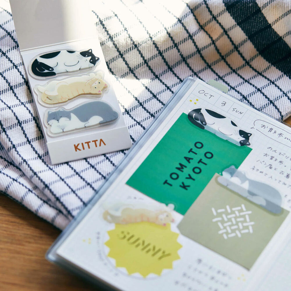 KITTA Relaxing Cats | Clear washi stickers
