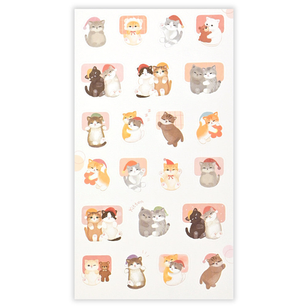 Kittens 'Mattari Animals' Mellow Night Stickers Sheet