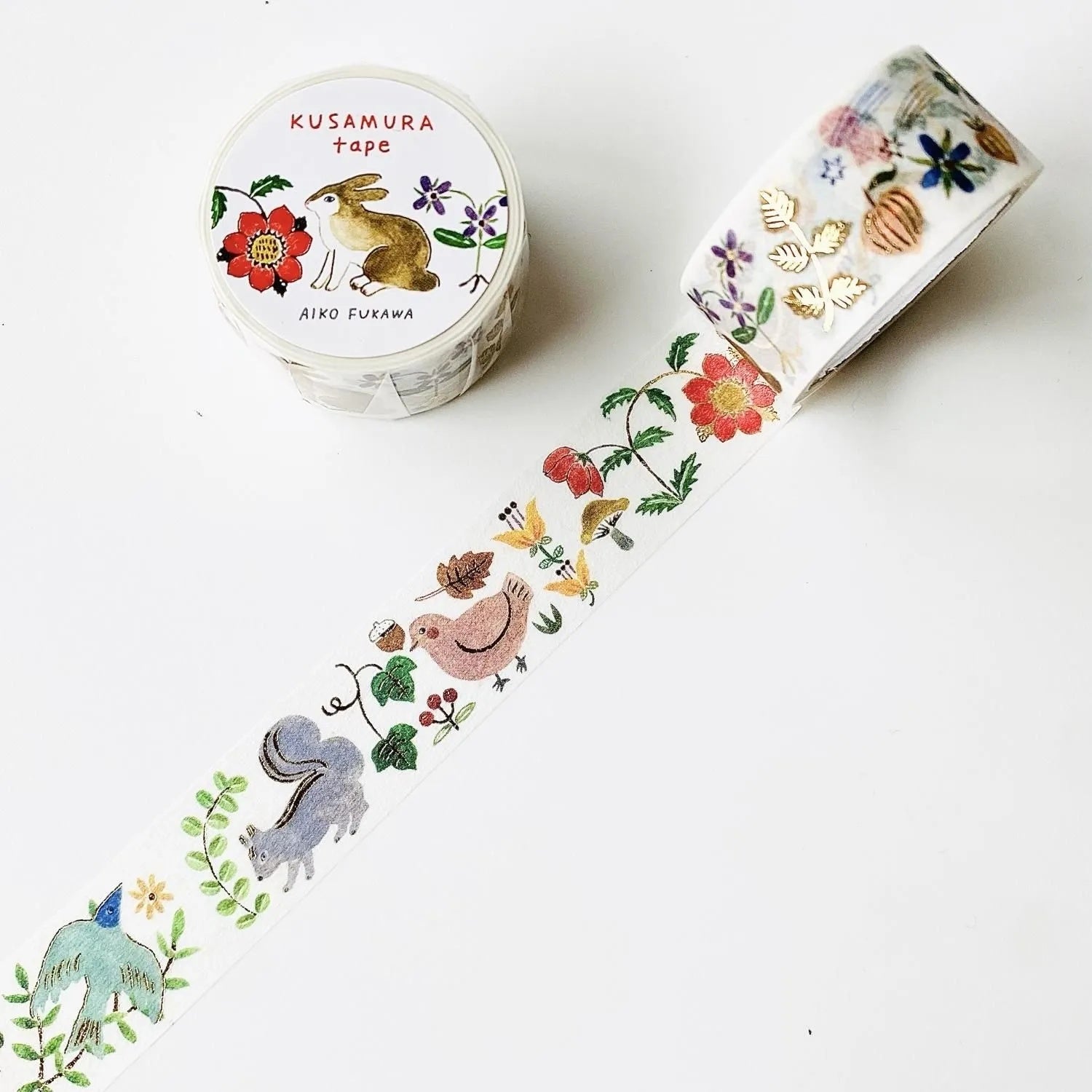 Kusamura Rabbit Squirrel Bird Autumn 'Aiko Fukawa' Washi Tape