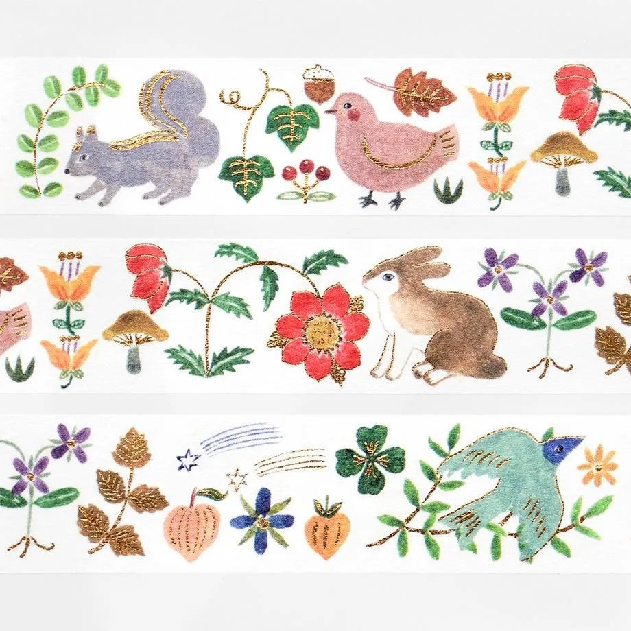 Kusamura Rabbit Squirrel Bird Autumn 'Aiko Fukawa' Washi Tape