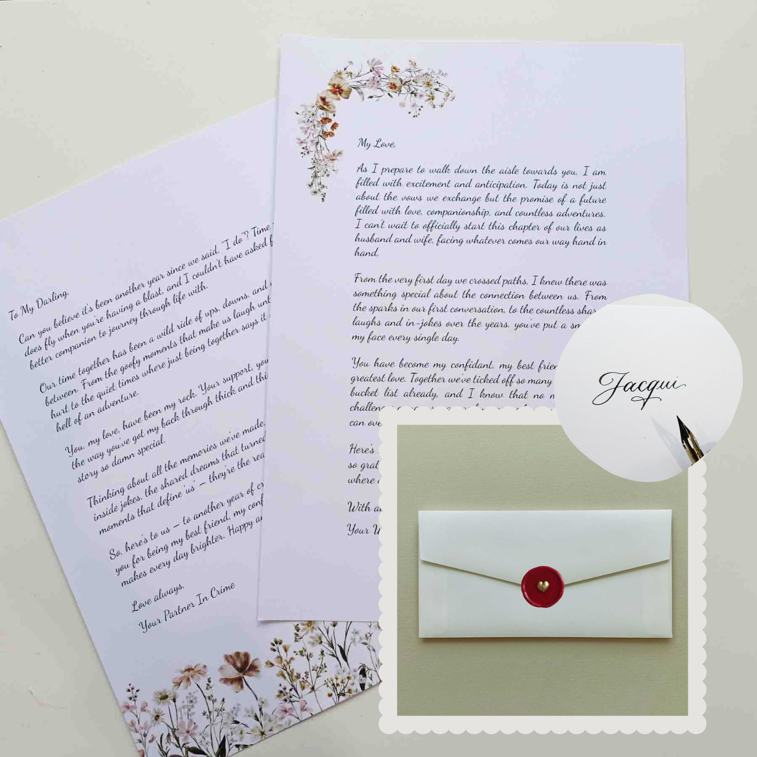 calligraphy letter writing service with wax seal fiona ariva australia