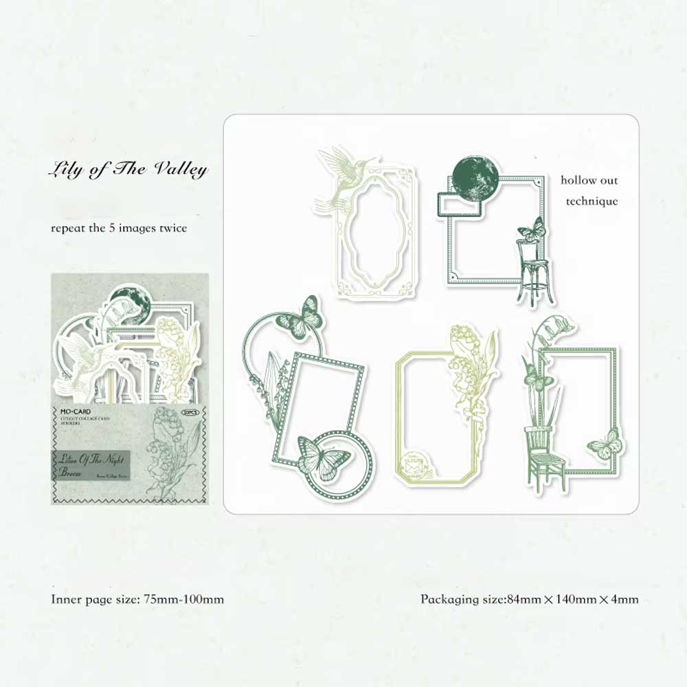 Lilies Of The Night Breeze Green Frame Hummingbird Floral Butterfly Flake Stickers