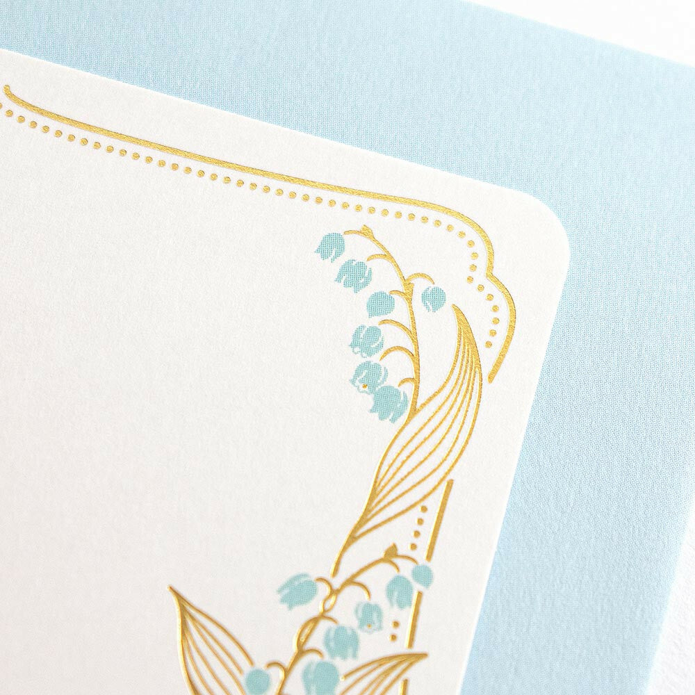 Lily of the Valley Framed Gold Foiled Mini Message Card Set